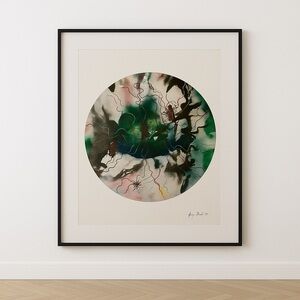 Artist Don Fink 1973 Lithograph 
Green and Black Abstract Art Print, Vintage